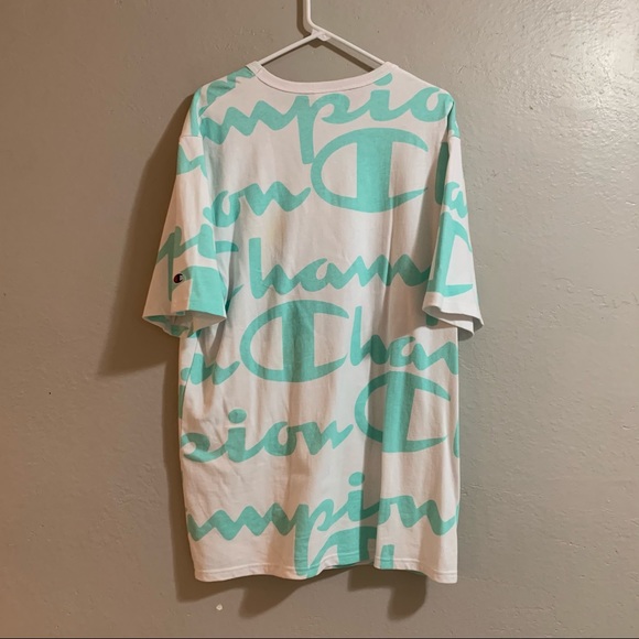 Men’s White Chamipion Heritage Athletic Apparel With Turquoise Blue Lettering - Picture 4 of 5